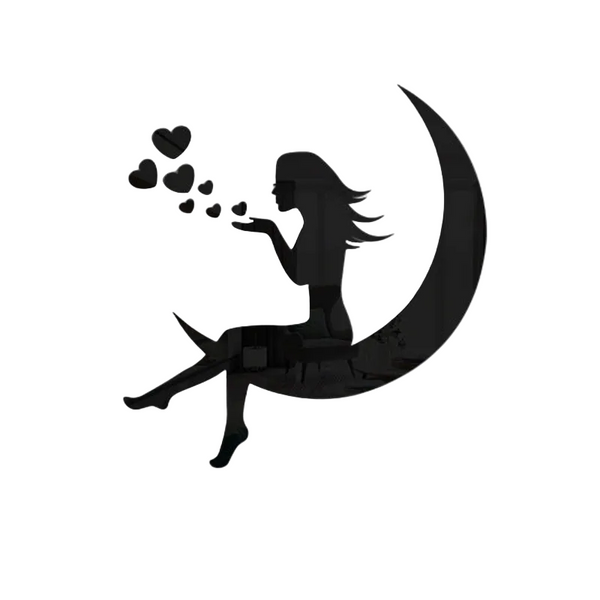 Moon Girl Mirror Sticker 1Mm Acrylic 3D Wall Decal For Room And Bedroom Decorations Mirrors