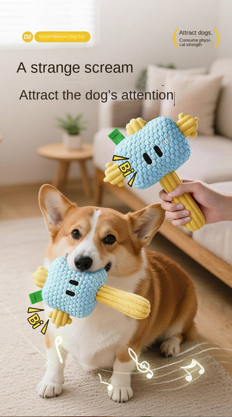 Dog Hammer Toy Self Entertainment Durable Chew Rope Knot With Sound For Small Dogs Golden Retriever Teddy Pet Supplies Dog Toys
