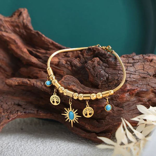 Gold Plated Titanium Steel Charm Bracelet Bracelets