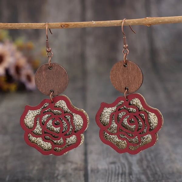 Alloy Rose Shape Dangle Earrings