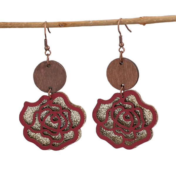Alloy Rose Shape Dangle Earrings