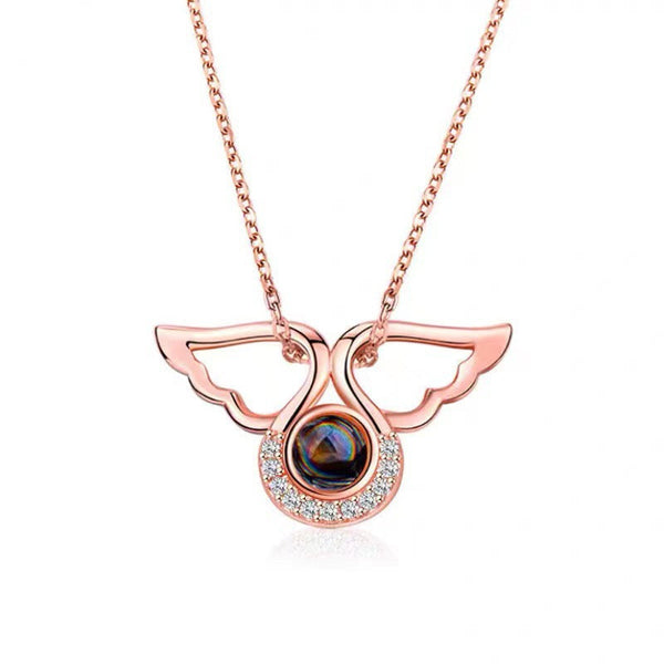Personality Niche 100 Languages Love Memory Angel Wing Projection Pendant Necklaces & Pendants