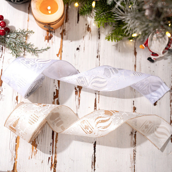 Christmas Tree Ribbon Roll Diy Decorative Bow Satin Silver Decoration Seasonal Decorations