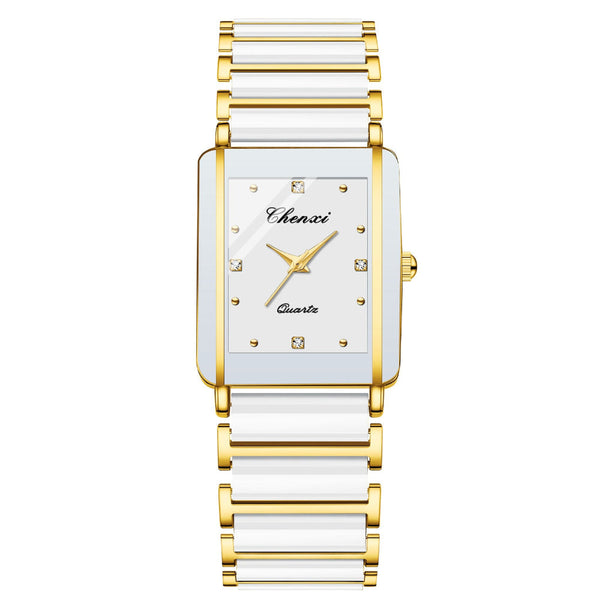 Square Couple Watch For Women And Men Ceramic Quartz Watches
