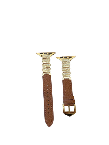 Irregular Rhinestone Embellished Leather Strap For Apple Watch 4/5/6/7/8/9/S10 Band Watch Bands