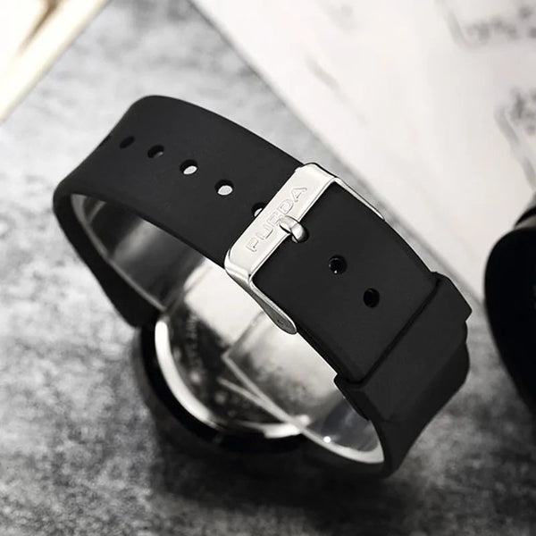 Unique Turntable Black Quartz Wristwatch Men Creative Time Code Watch Waterproof Design Light Sort Cool 3D Scale Watches