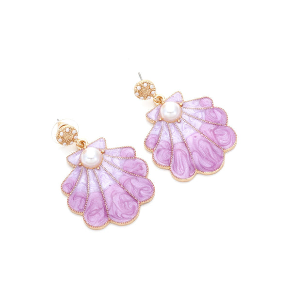 Veile Studios And American Fashion Gradient Alloy Drip Oil Shell Earrings