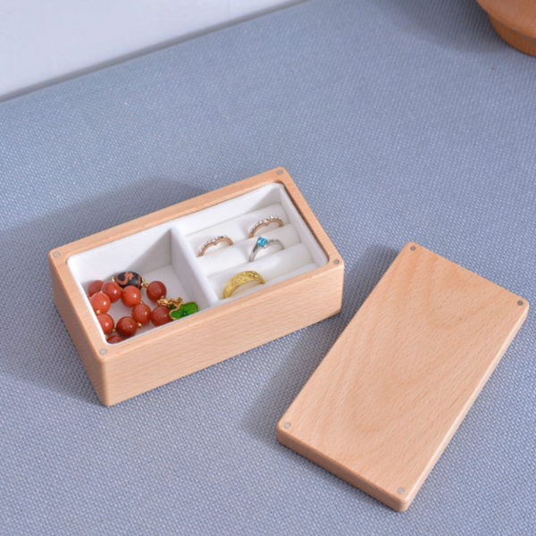 Simple Multi Grid Solid Wood Jewelry Box Earrings Necklaces Rings Storage Wooden Jewellery Boxes