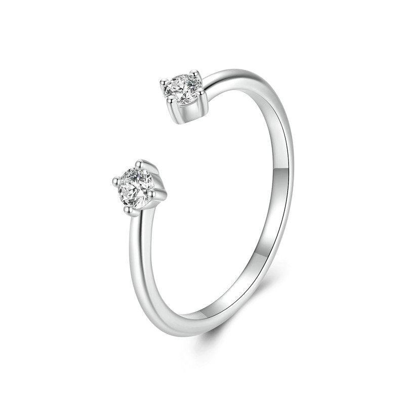 Veile Studios Silver Charm Moissanite Open Ring Fashionable Versatile Stackable S925 Rings