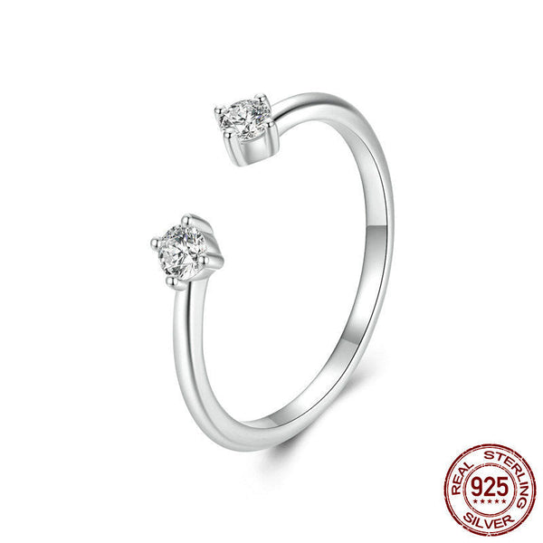 Veile Studios Silver Charm Moissanite Open Ring Fashionable Versatile Stackable S925 Rings