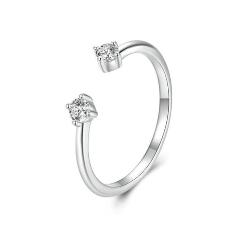 Veile Studios Silver Charm Moissanite Open Ring Fashionable Versatile Stackable S925 Rings