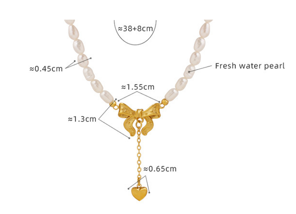 Titanium Steel Freshwater Pearl Heart Necklace Necklaces & Pendants