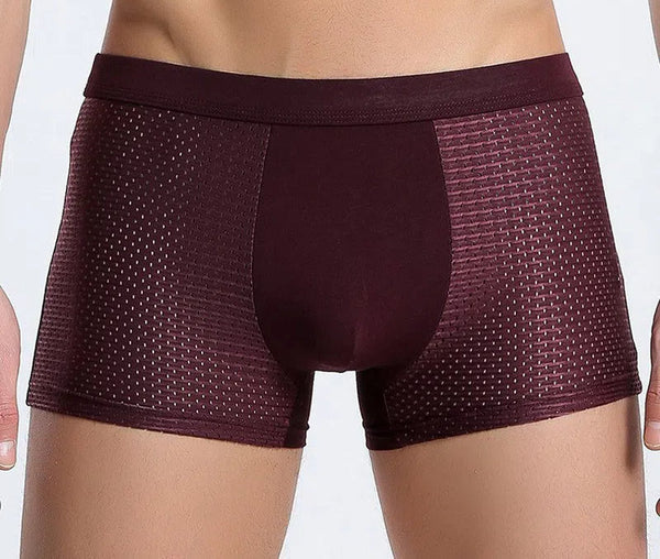 Mens Ice Silk Flat Corner Breathable Mesh Thin Underwear Four Pants