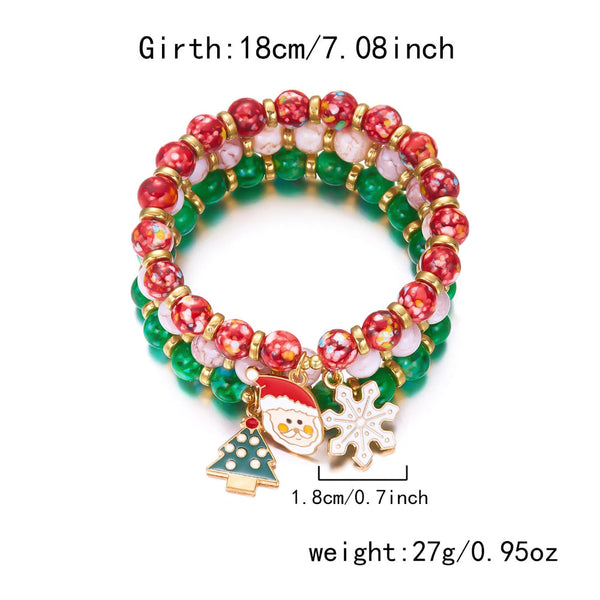 Creative Colorful Santa Claus Snowman Reindeer Beaded Stackable Bracelet Fashion Gift Bracelets