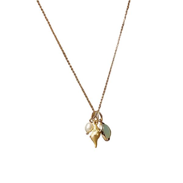 14K Gold Plated Natural Crystal Conch Pendant Necklace Necklaces & Pendants