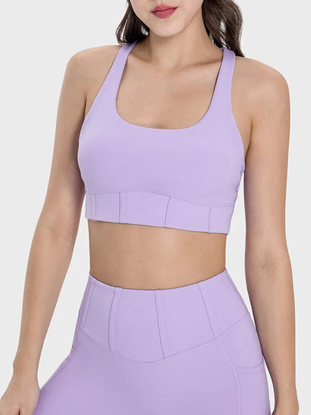 Square Neck Wide Strap Active Tank Activewear Tops