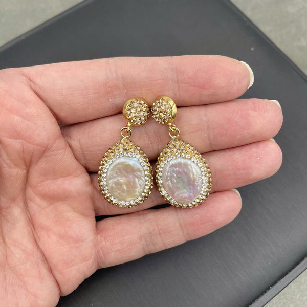 Baroque Shaped Pearl High End Personalized Retro Point Diamond Evening Wear Light Luxury Banquet Jewelry Earrings