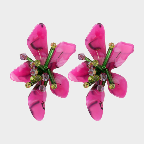 Veile Studios Acrylic Flower Retro Beach Style Trendy Womens Jewelry Accessories Earrings
