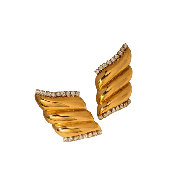 Inlaid Zircon Stainless Steel Geometric Stud Earrings