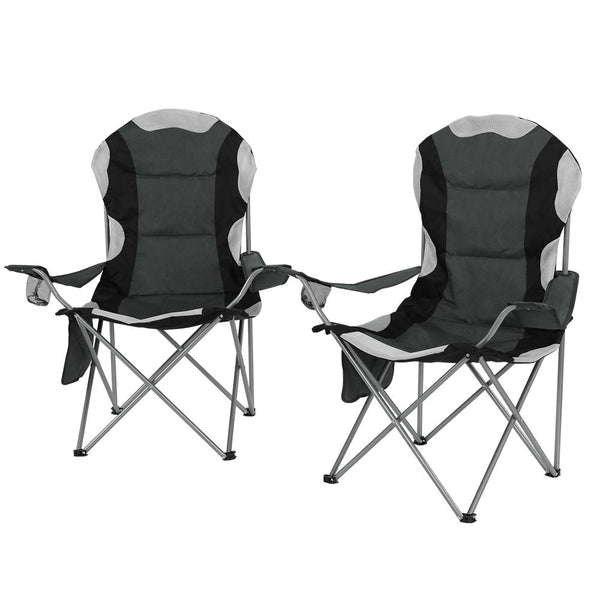 Weisshorn Camping Folding Chair Portable Outdoor Hiking Fishing Picnic Grey 2Pcs Camping Chairs
