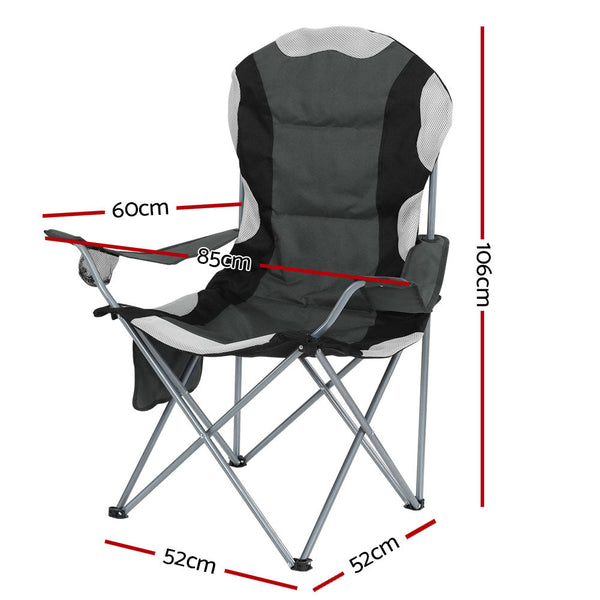 Weisshorn Camping Folding Chair Portable Outdoor Hiking Fishing Picnic Grey 2Pcs Camping Chairs