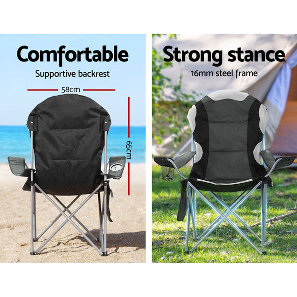 Weisshorn Camping Folding Chair Portable Outdoor Hiking Fishing Picnic Grey 2Pcs Camping Chairs