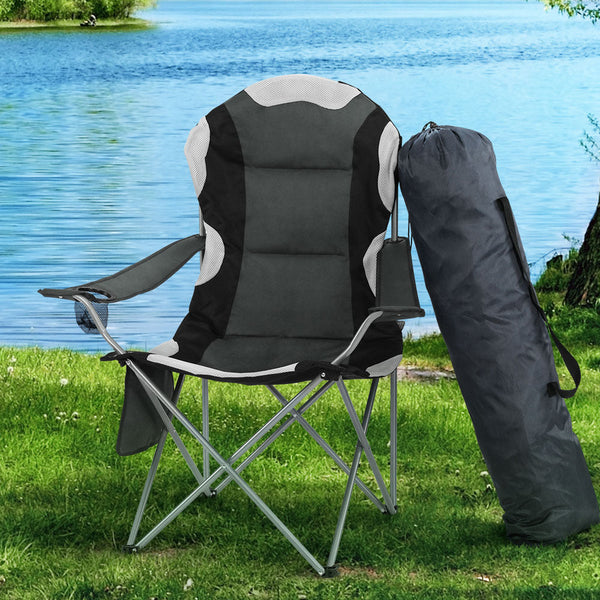 Weisshorn Camping Folding Chair Portable Outdoor Hiking Fishing Picnic Grey 2Pcs Camping Chairs