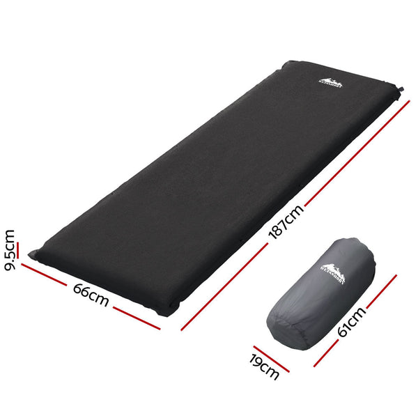 Weisshorn Self Inflating Mattress Camping Sleeping Air Bed Pad Single Black Inflatable Mattresses & Airbeds