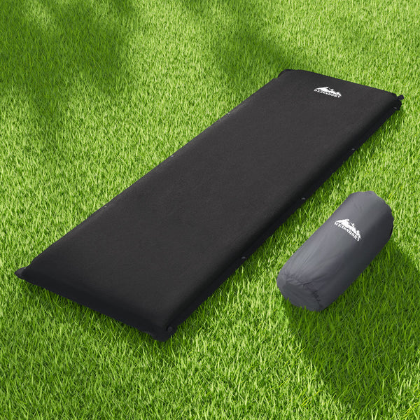 Weisshorn Self Inflating Mattress Camping Sleeping Air Bed Pad Single Black Inflatable Mattresses & Airbeds