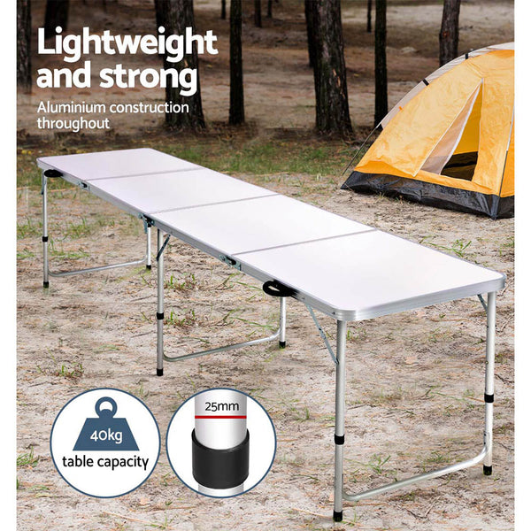 Weisshorn Folding Camping Table 240Cm Portable Outdoor Picnic Bbq Aluminium Desk Camping Tables