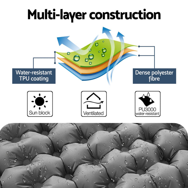 Weisshorn Self Inflating Mattress Camping Sleeping Air Bed Double Pillow Bag Inflatable Mattresses & Airbeds