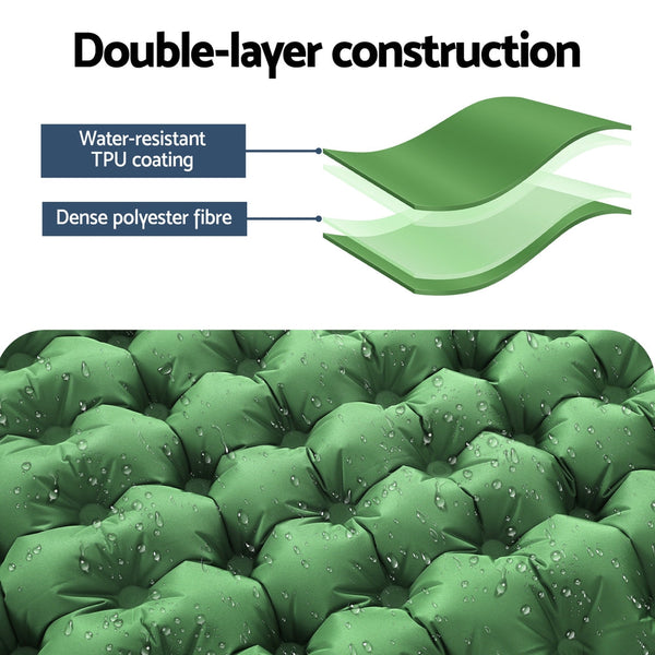 Weisshorn Self Inflating Mattress Camping Sleeping Air Bed Pad Single Pillow Inflatable Mattresses & Airbeds