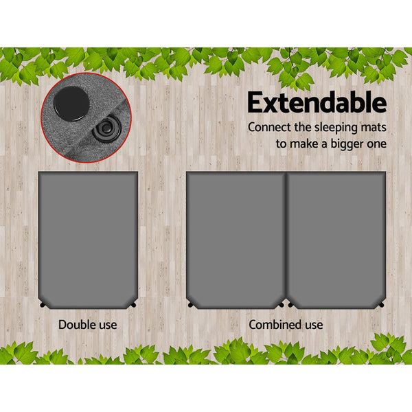 Weisshorn Self Inflating Mattress 10Cm Camping Sleeping Mat Air Double Grey Inflatable Mattresses & Airbeds