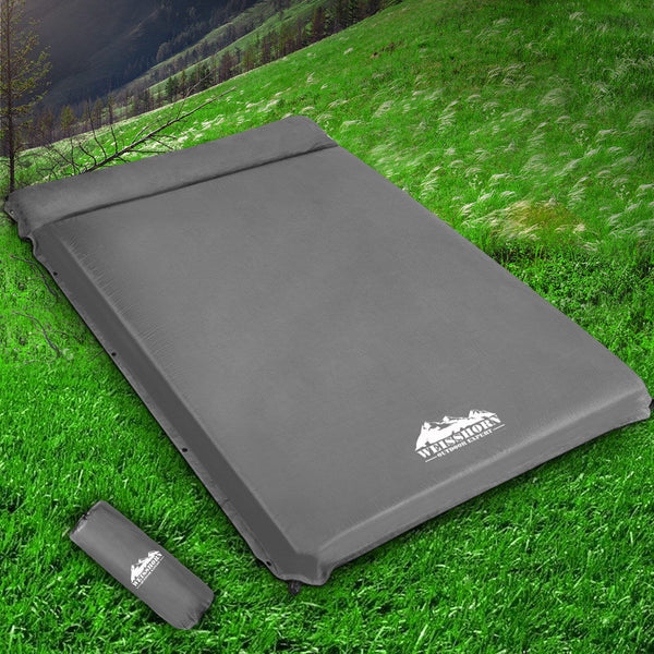 Weisshorn Self Inflating Mattress 10Cm Camping Sleeping Mat Air Double Grey Inflatable Mattresses & Airbeds