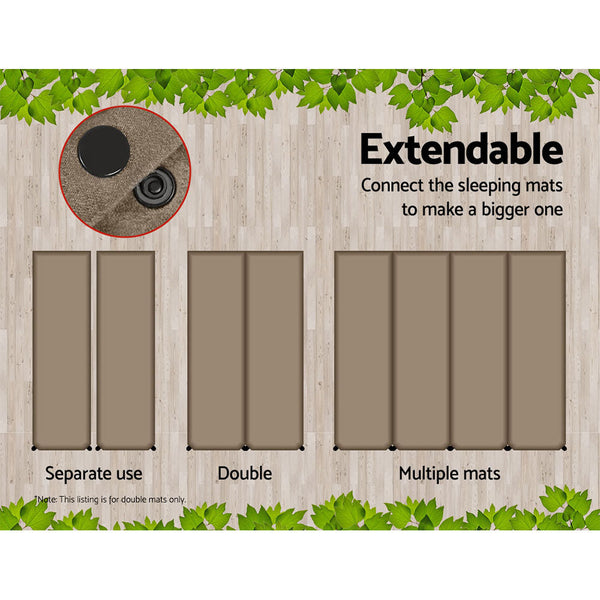 Weisshorn Self Inflating Mattress Camping Sleeping Air Bed Double Set Coffee Sleeping Mats