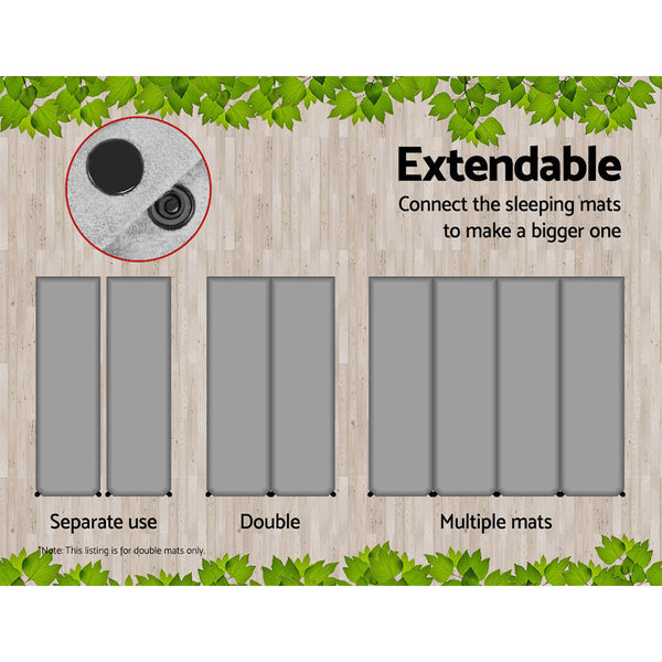 Weisshorn Self Inflating Mattress Camping Sleeping Air Bed Double Set Grey Sleeping Mats