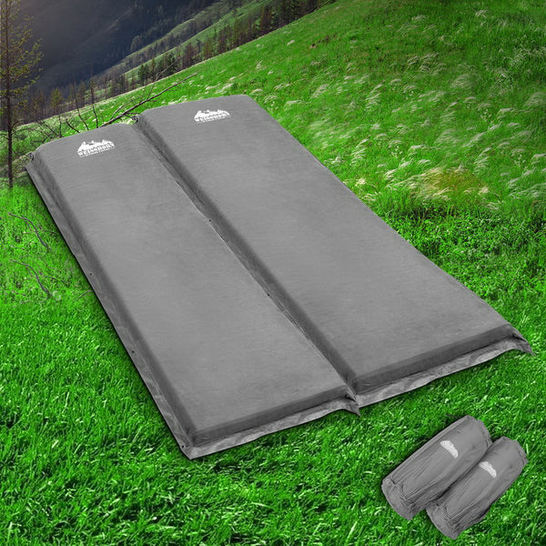 Weisshorn Self Inflating Mattress Camping Sleeping Air Bed Double Set Grey Sleeping Mats