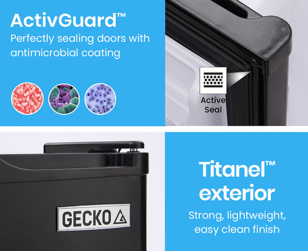 Gecko 70L Bar Fridge And Freezer 12V/24V For Camping Caravans Black Portable Fridges