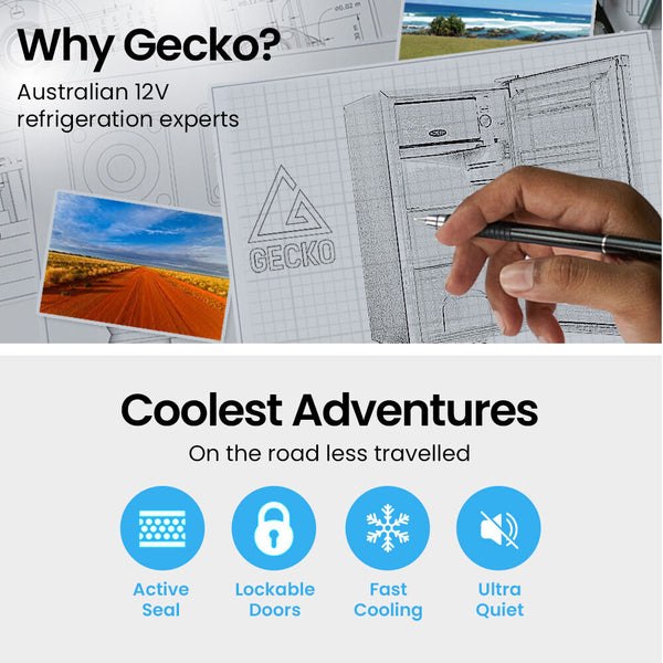Gecko 70L Bar Fridge And Freezer 12V/24V For Camping Caravans Black Portable Fridges