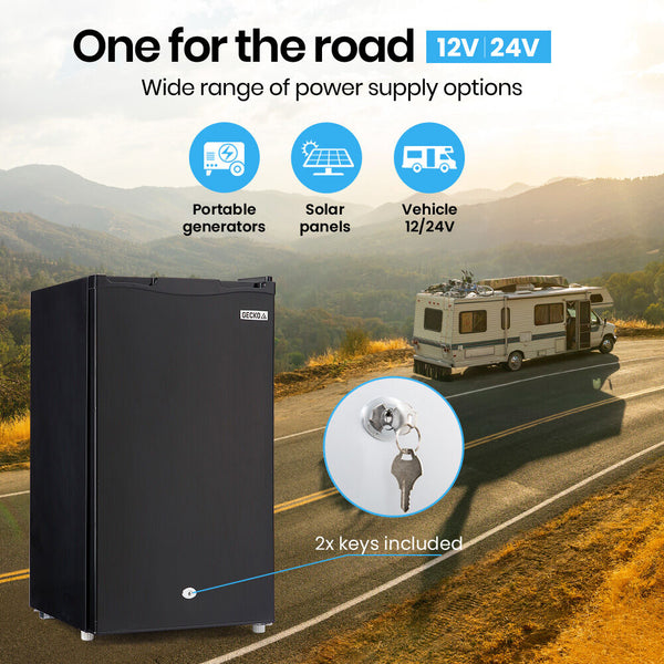 Gecko 95L Upright Fridge Freezer Camping Caravans Bar Fridges 12V/24V/240V Refrigerator Portable Fridges