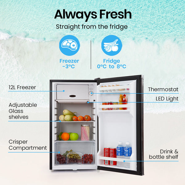 Gecko 95L Upright Fridge Freezer Camping Caravans Bar Fridges 12V/24V/240V Refrigerator Portable Fridges