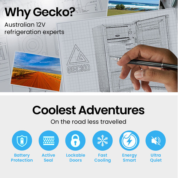 Gecko 95L Upright Fridge And Freezer 12V/24V/240V For Camping Caravans Silver Portable Fridges