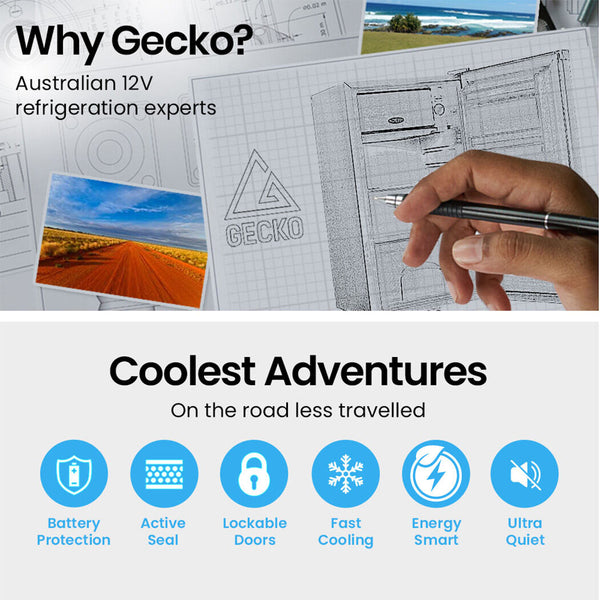 Gecko 95L Upright Fridge Refrigerator 12V/24V/240V Motorhome Portable Fridges