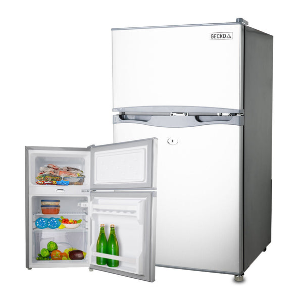 Gecko 95L Fridge Freezer Camping Motorhome Upright Fridges 12V/24V/240V Silver Portable Fridges