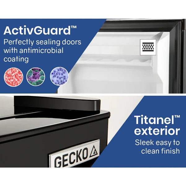 Gecko 125L Fridge Freezer Camping Motorhome Upright Fridges 12V/24V/240V Silver Portable Fridges