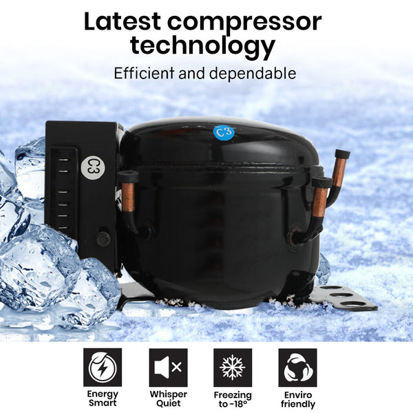 Gecko 125L Fridge Freezer Camping Motorhome Upright Fridges 12V/24V/240V Silver Portable Fridges