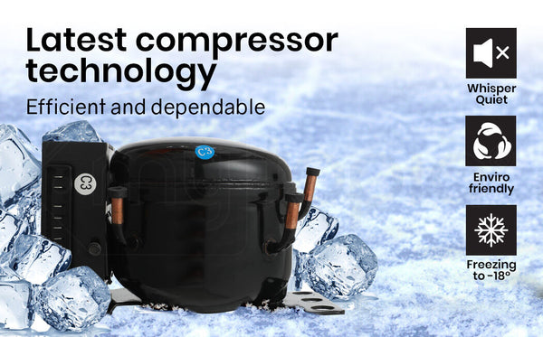 Gecko 57L Camping Bar Fridge With Freezer 12V/24V/240V Portable Fridges