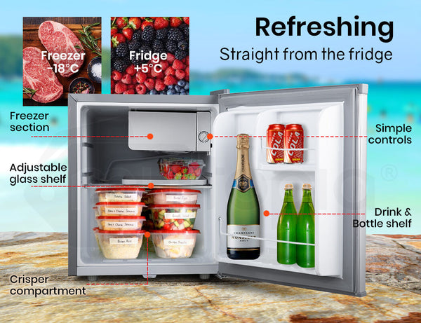 Gecko 57L Camping Bar Fridge With Freezer 12V/24V/240V Portable Fridges