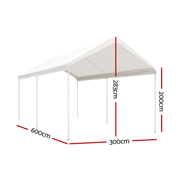 Instahut Carports 3X6m Carport Kits Steel Shelter Gazebo Canopy Garage Portable Garden Shed Shade Sails