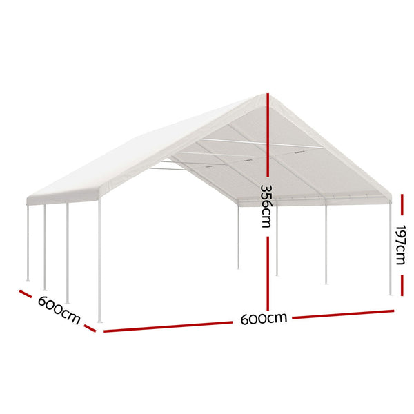 Instahut Carports 6X6m Carport Kits Steel Shelter Gazebo Canopy Garage Portable Garden Shed Shade Sails
